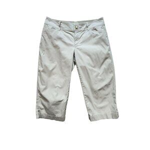 Eddie Bauer Blakely Khaki Capri Pants Womens 10 Beige Cropped Flat Front Casual